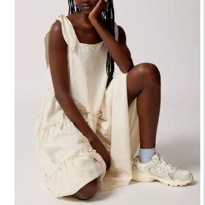 Urban Renewal Made In LA Linen Tie Shoulder Tiered Maxi Dress
